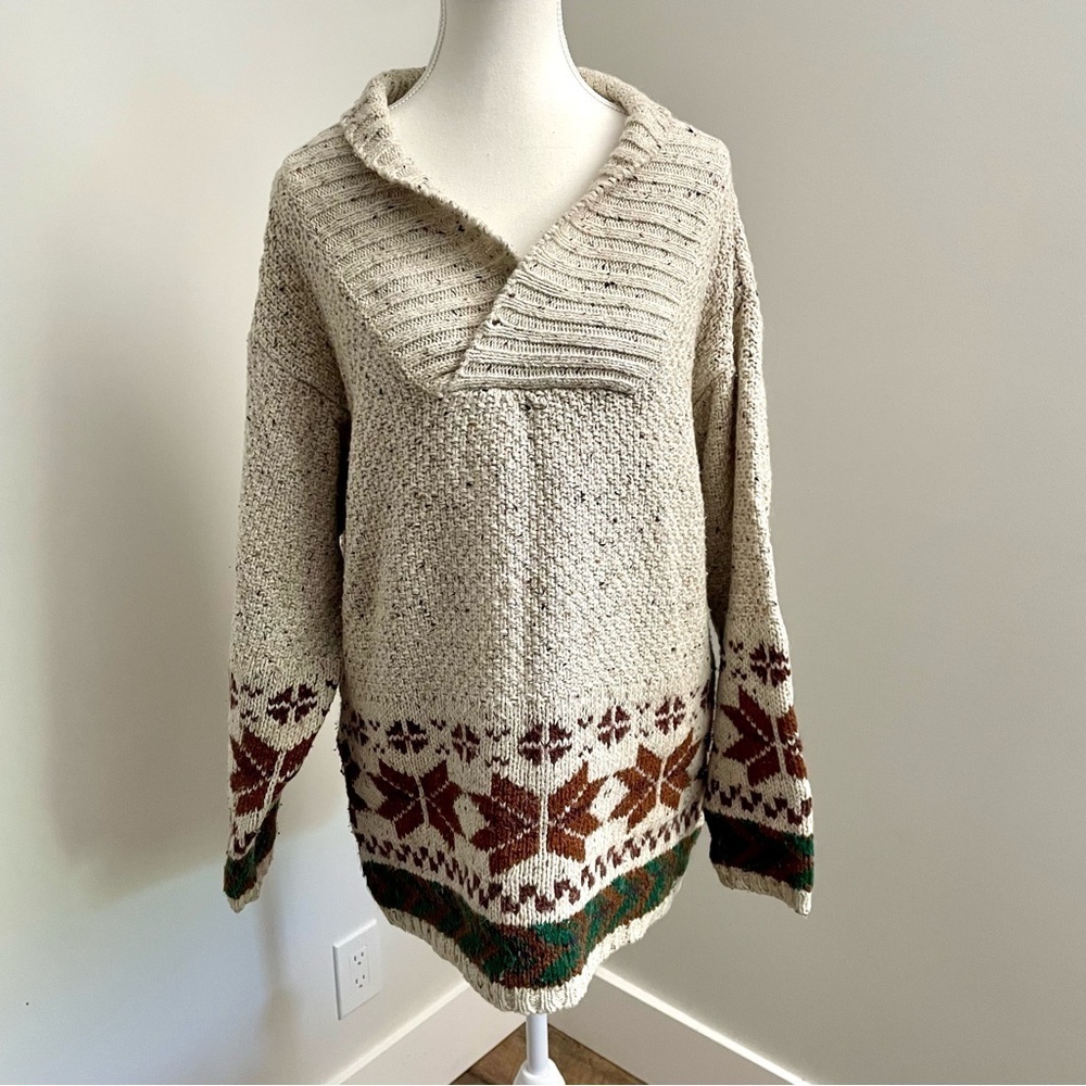 Vintage Grandpa Hunting Preppy Style Sweatshirt Men's Small Cowl Neck Knit